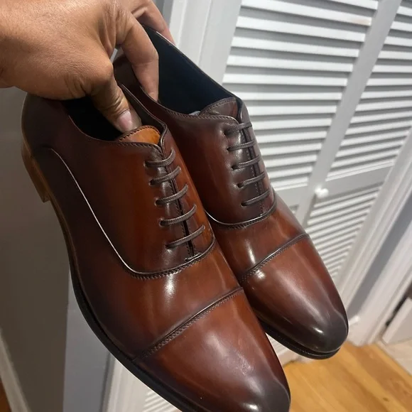 Paul Evans Dark Brown Leather Cagney II Stitched Cap-Toe Oxfords Sz 9.5 - Picture 8 of 15